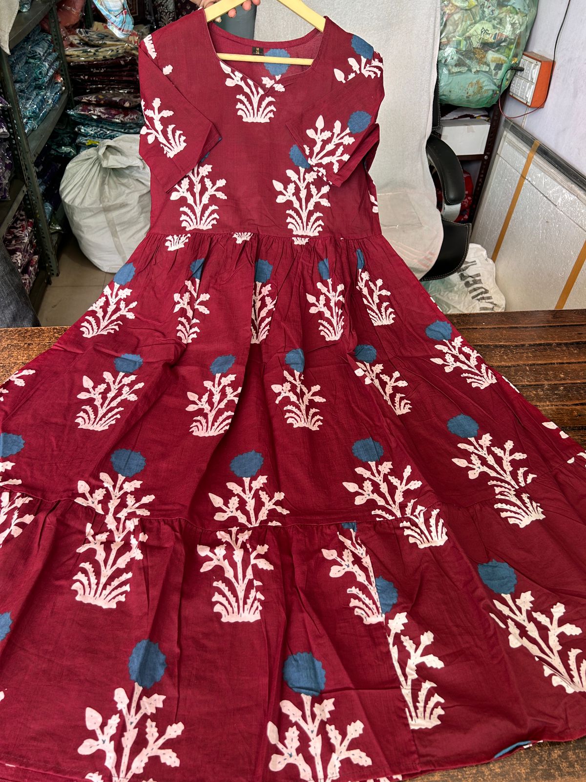 Elegant Maroon Embroidered Maxi Dress