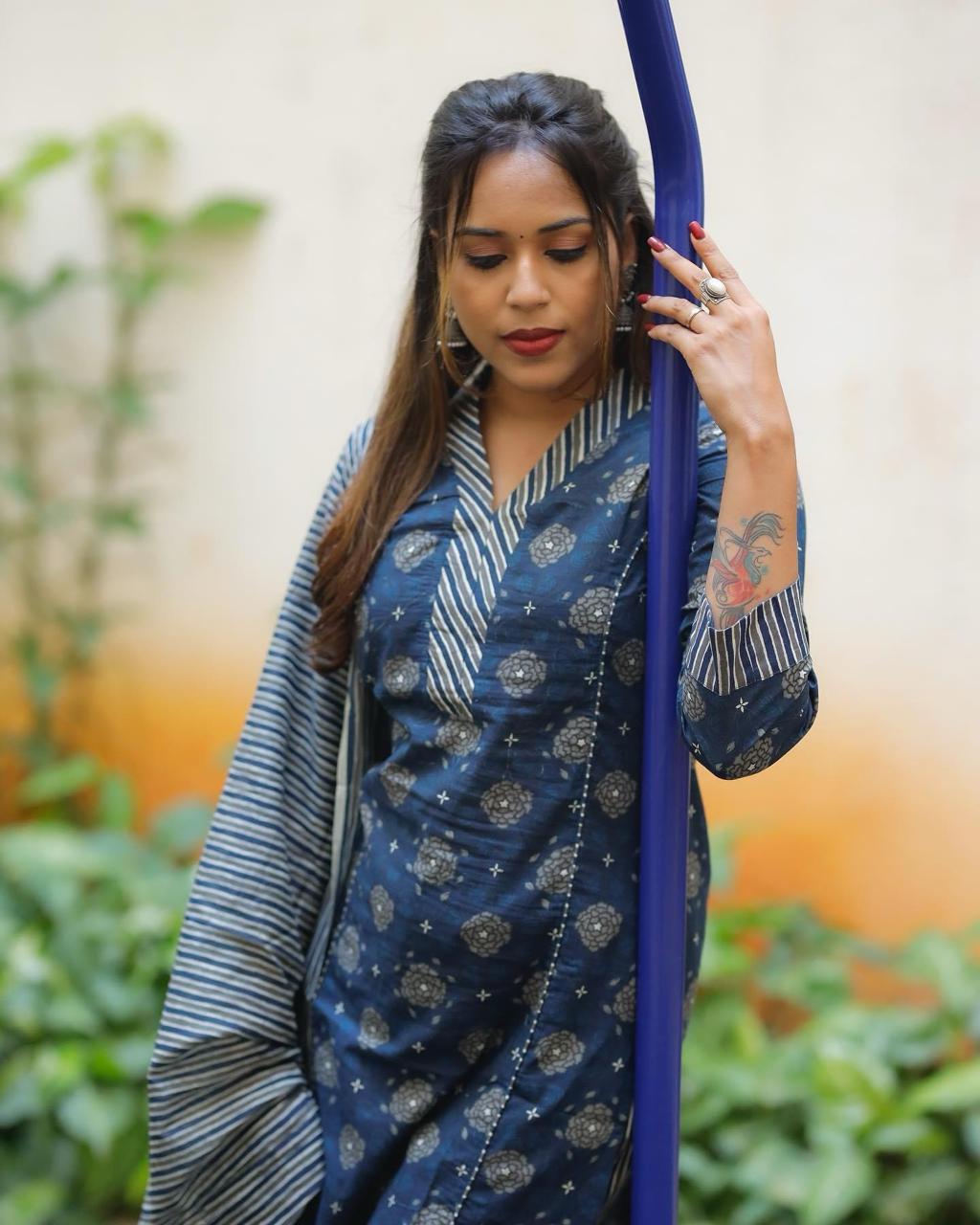 Women Pure Cotton Kurta Palazzo Dupatta Set