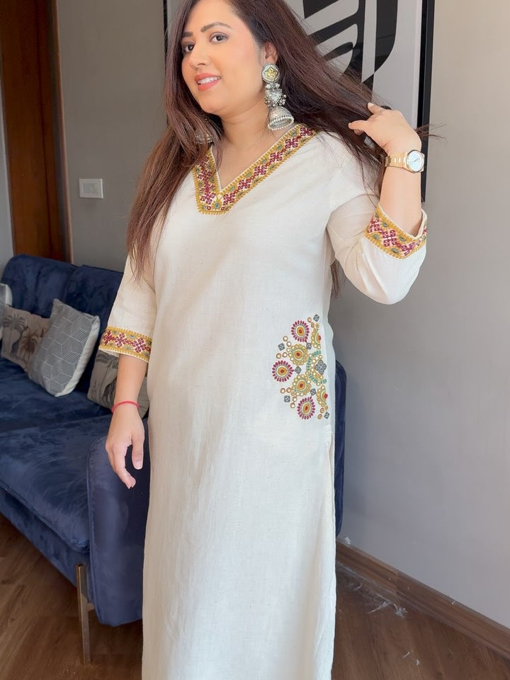 Maroon Embroidery Cotton Co Ord Set