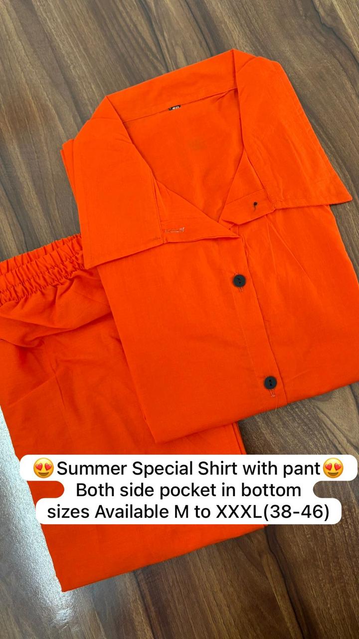 Rust Orange Cotton Co-ord Set for Women