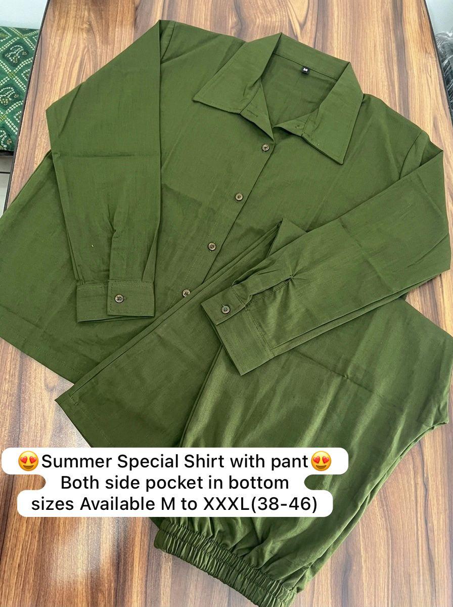 Green Orange Cotton Co-ord Set for Women