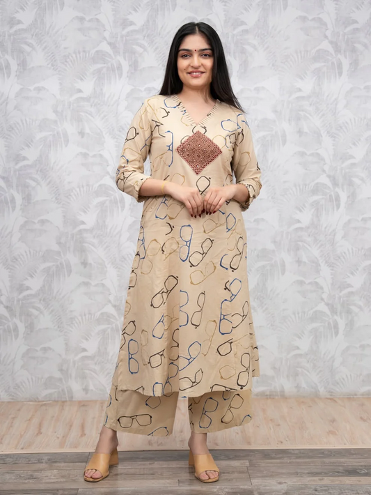 Designer Heavy Kurti Palazzo Set in Premium Cotton Fabric