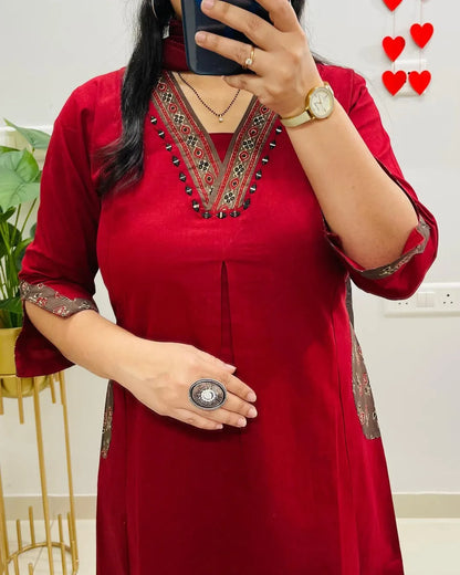 Designer Kutch Style Applique Work Cotton Suit