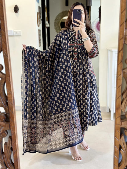 Blue Anarkali Kurta Set With Dupatta Set For Women