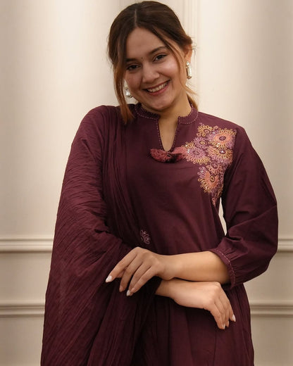 Summer Essential Pure Cotton Suit with Side Pleats