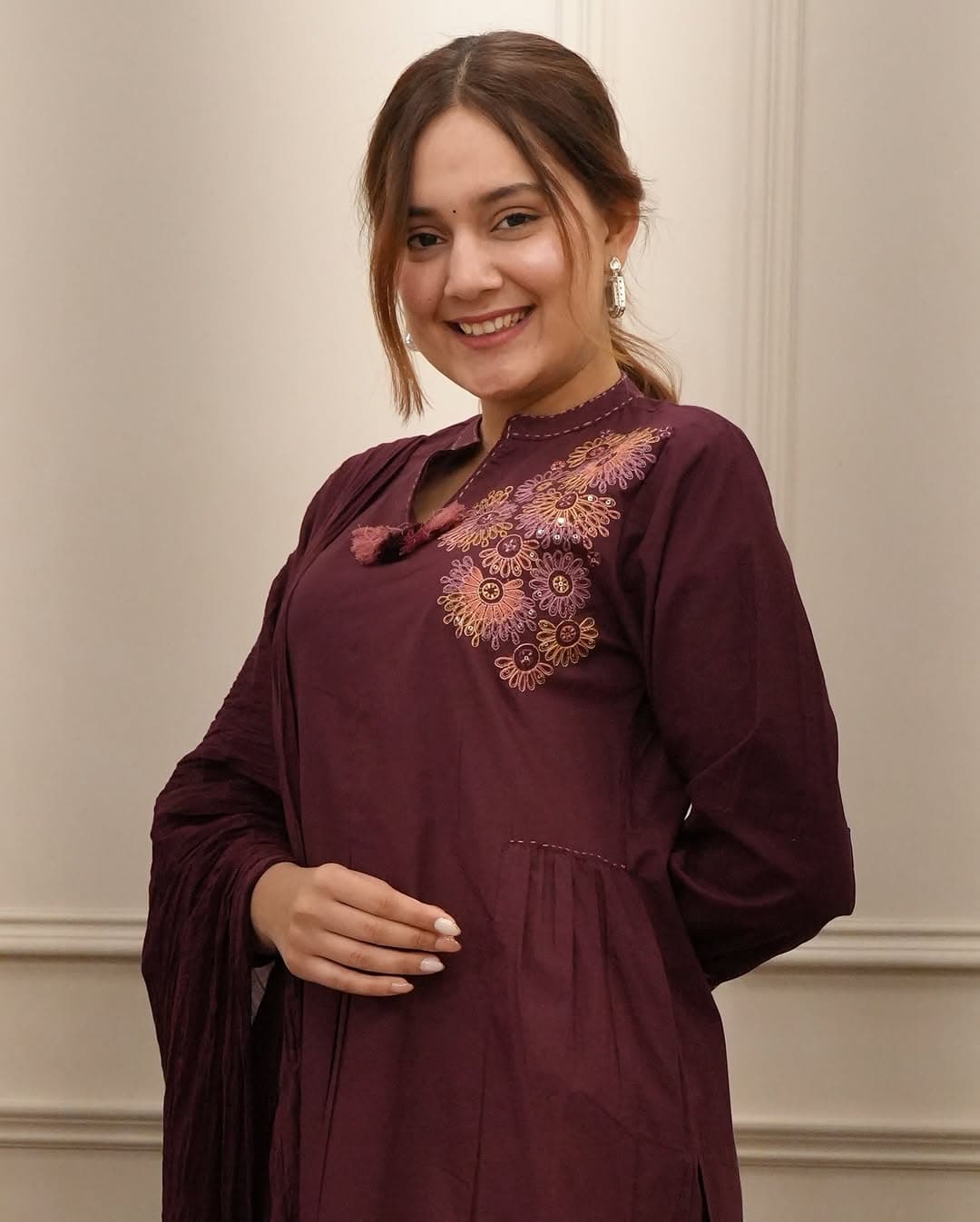 Summer Essential Pure Cotton Suit with Side Pleats