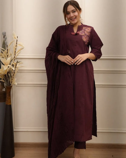 Summer Essential Pure Cotton Suit with Side Pleats