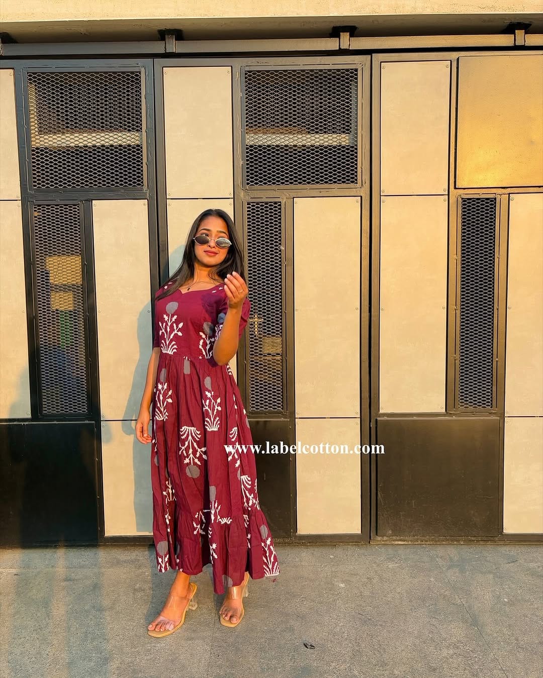 Elegant Maroon Embroidered Maxi Dress