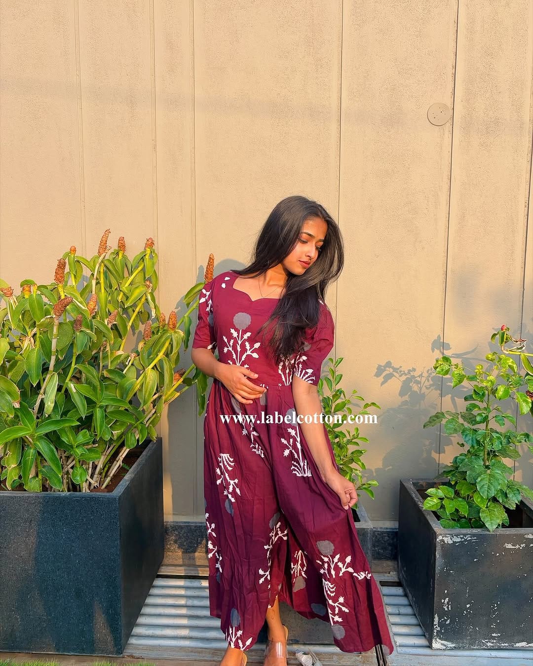 Elegant Maroon Embroidered Maxi Dress
