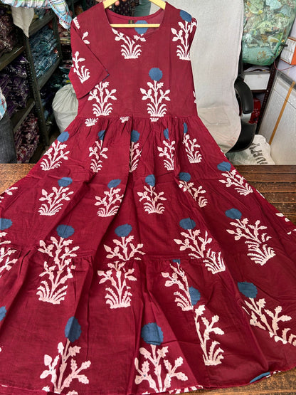 Elegant Maroon Embroidered Maxi Dress