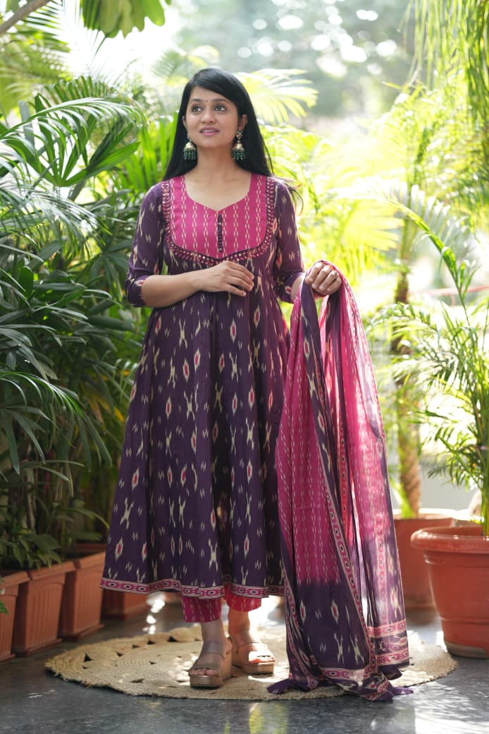Pure Cotton Anarkali Kurta Set for Women