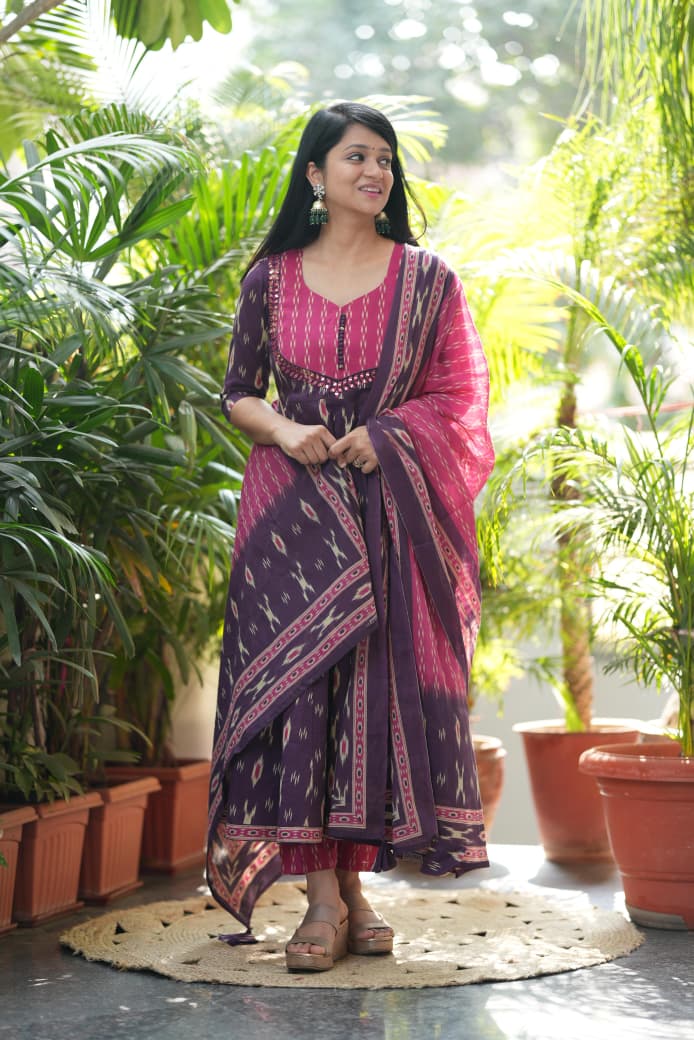 Pure Cotton Anarkali Kurta Set for Women