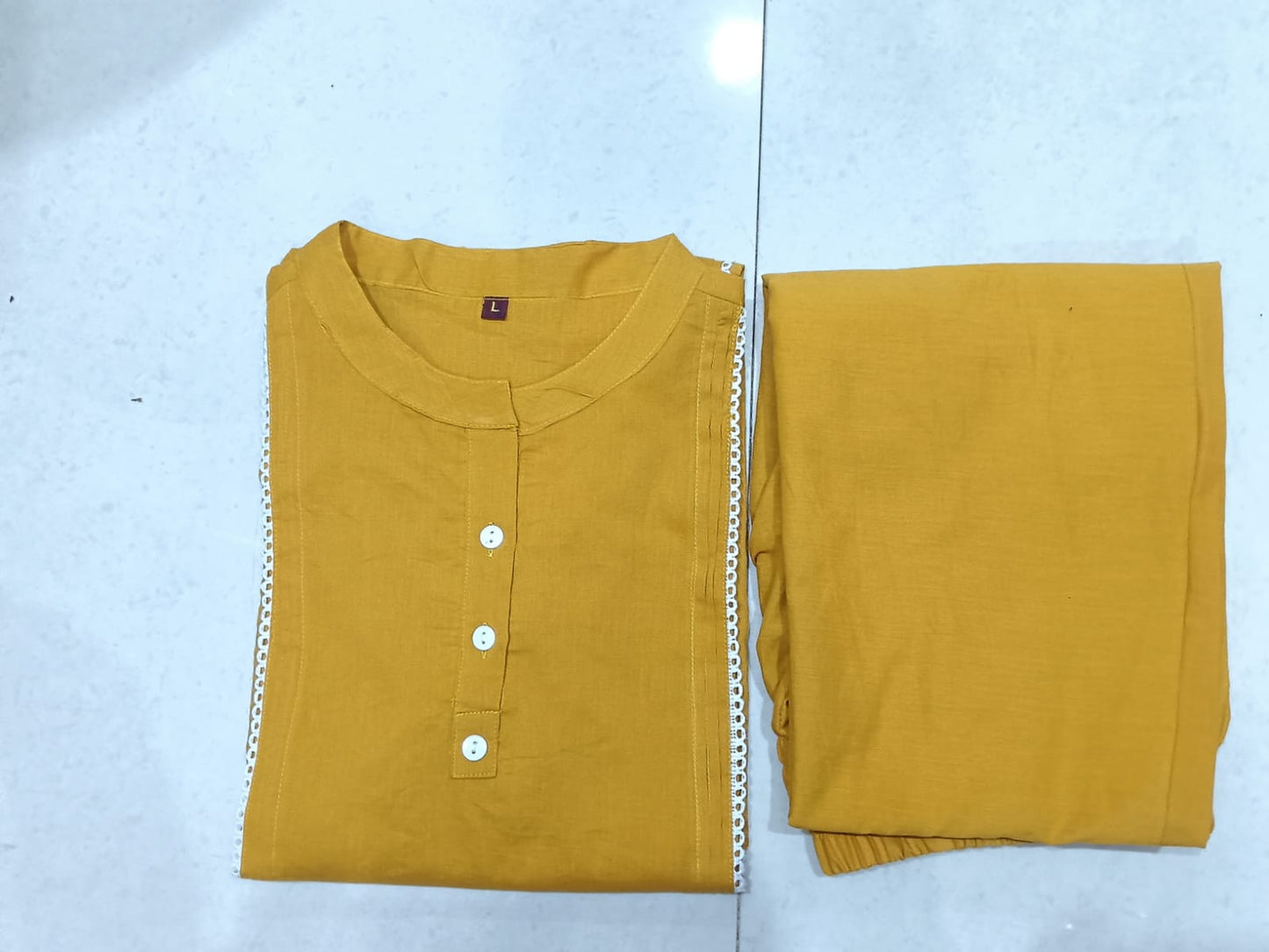 Women’s Solid Pure Cotton Kurti Pant Set