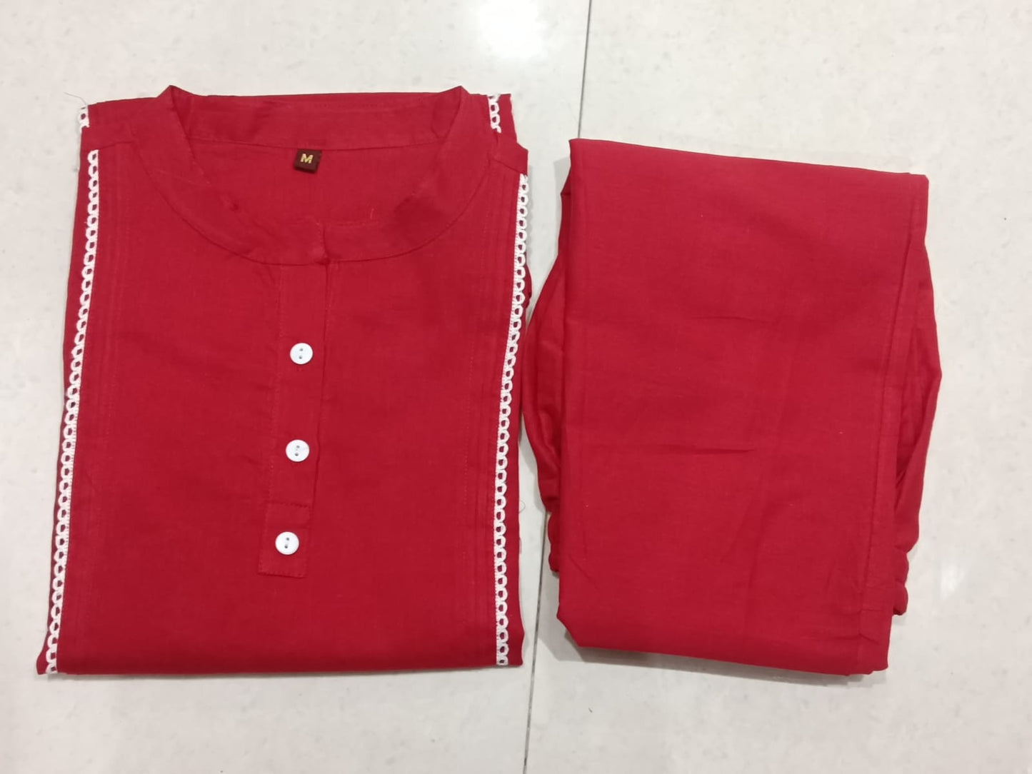 Women’s Solid Pure Cotton Kurti Pant Set