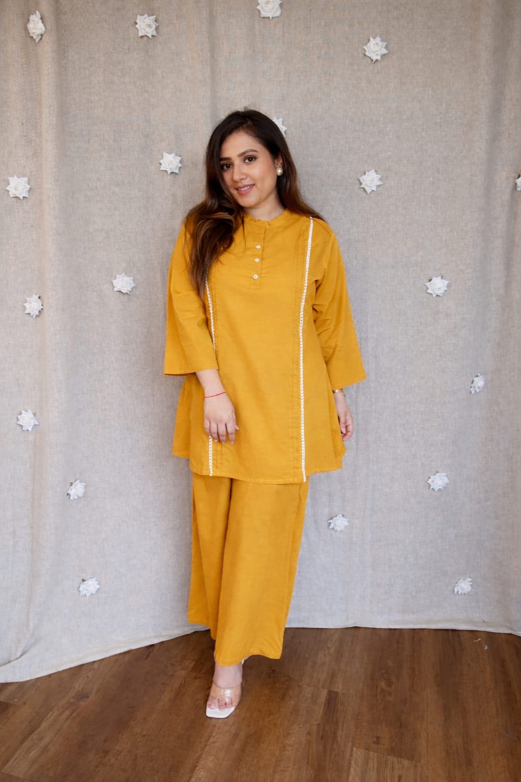 Women’s Solid Pure Cotton Kurti Pant Set
