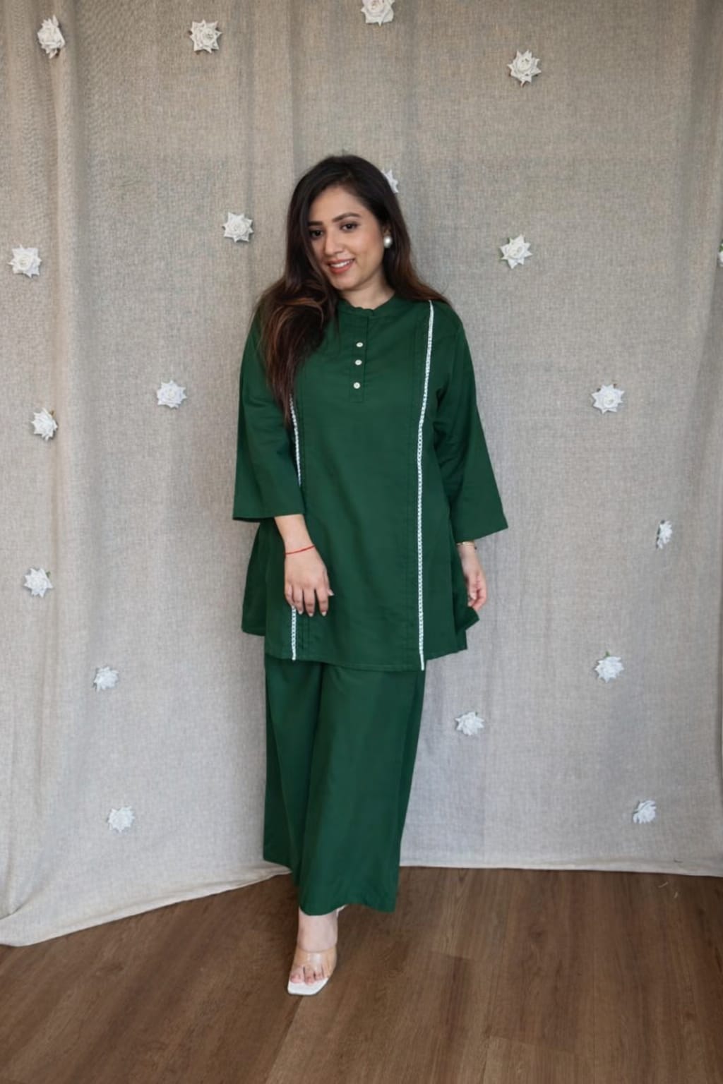 Women’s Solid Pure Cotton Kurti Pant Set