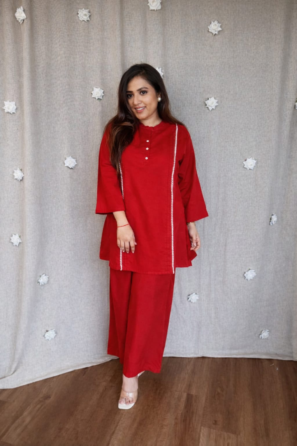 Women’s Solid Pure Cotton Kurti Pant Set