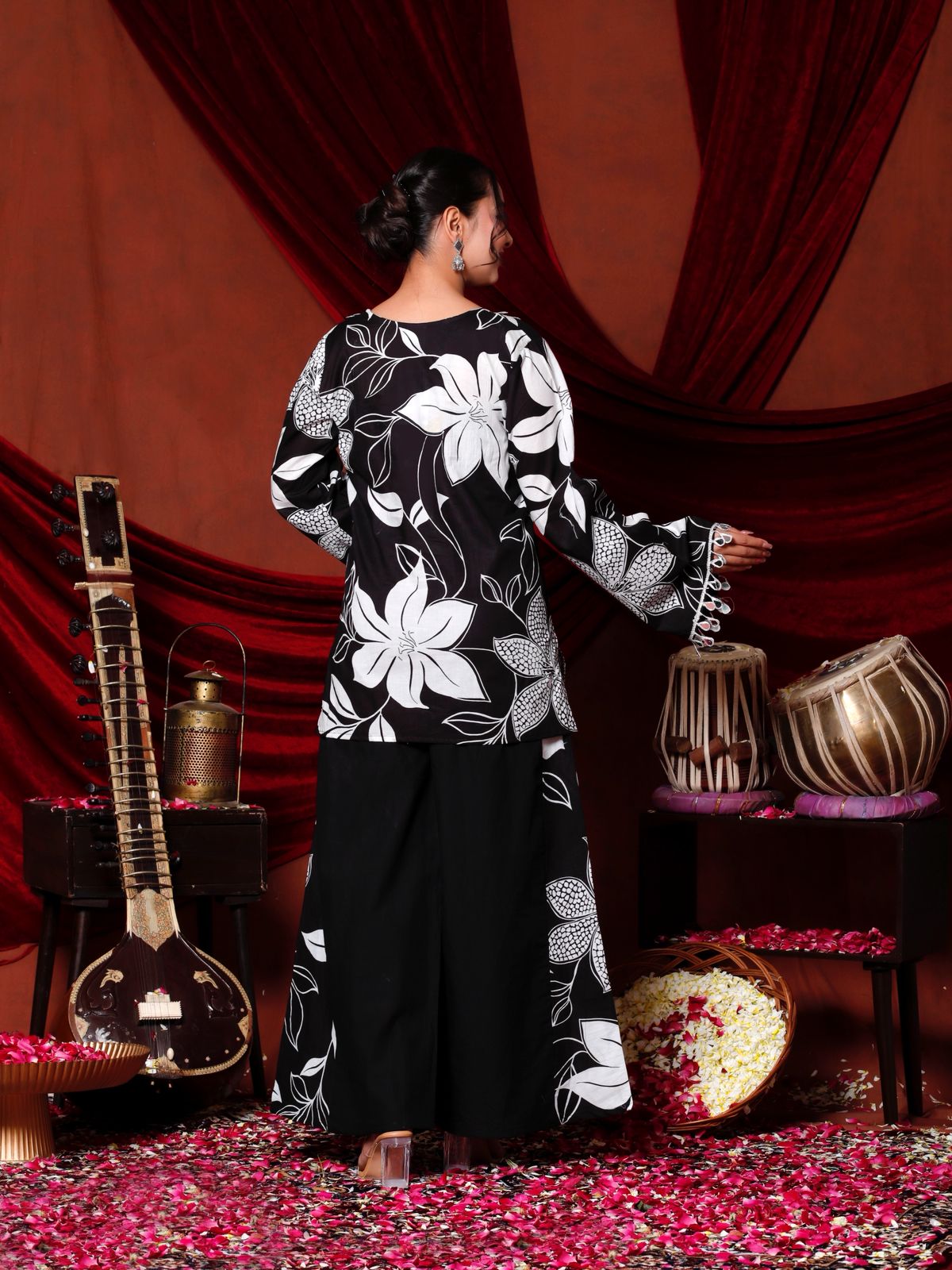 Floral Printed Cotton Kurti with Pant for Women