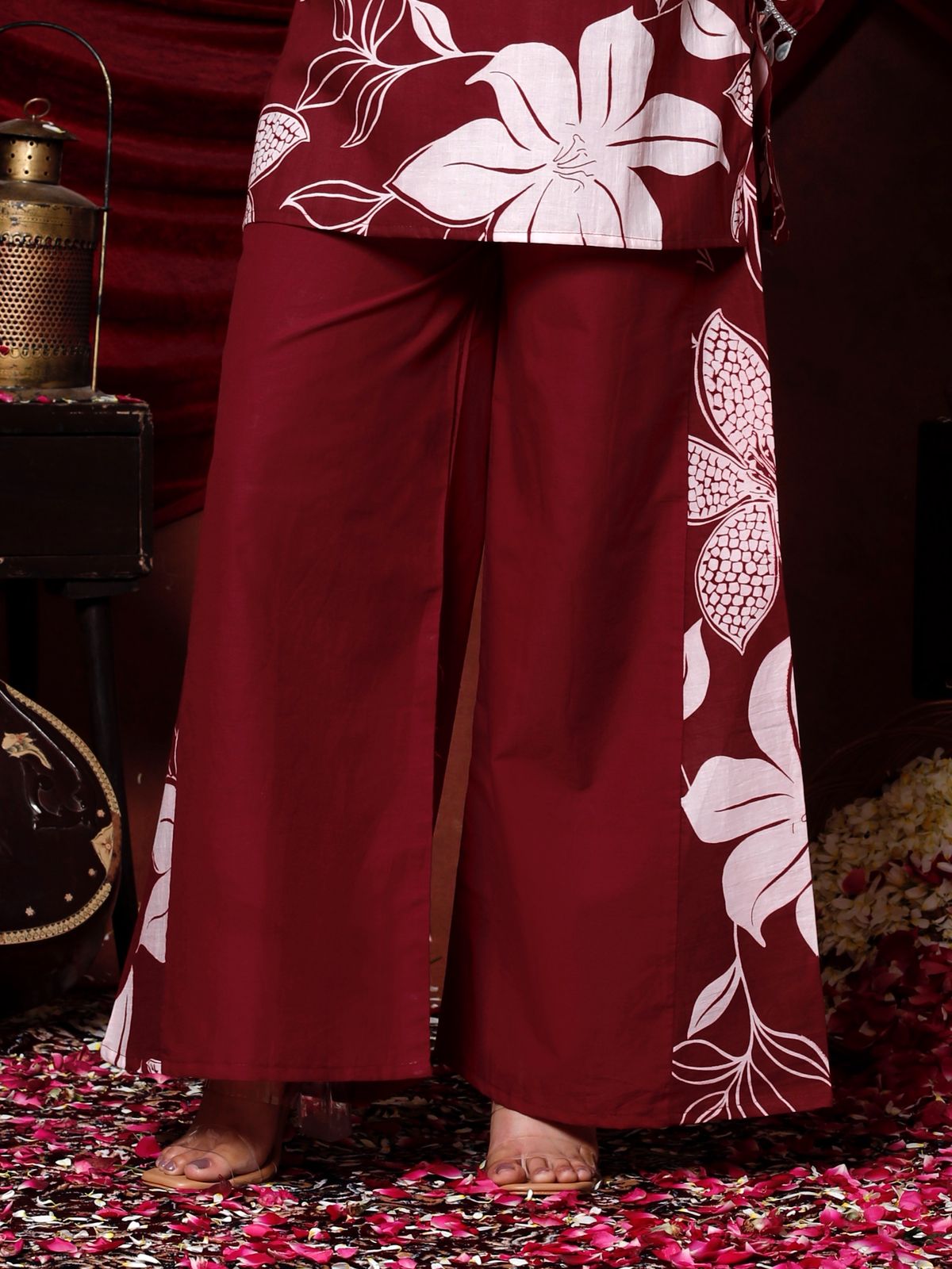 Floral Printed Cotton Kurti with Pant for Women