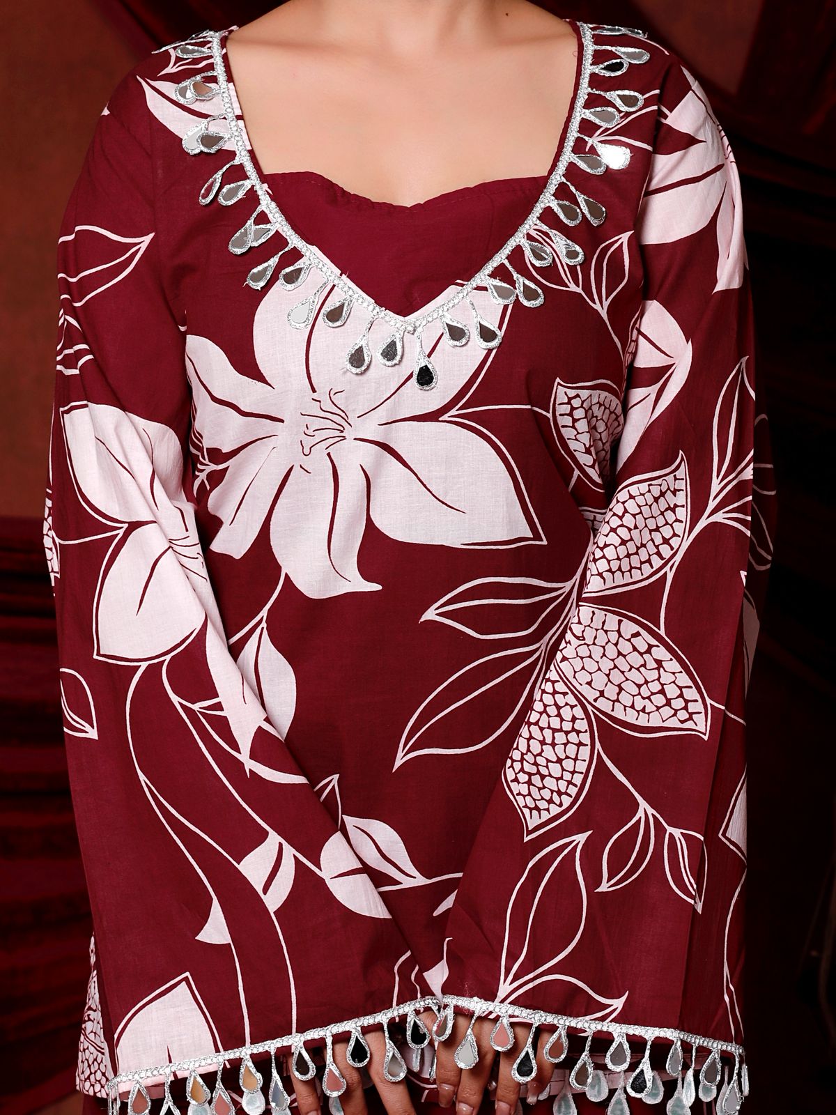 Floral Printed Cotton Kurti with Pant for Women