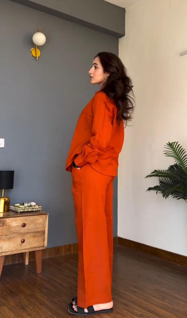 Rust Orange Cotton Co-ord Set for Women