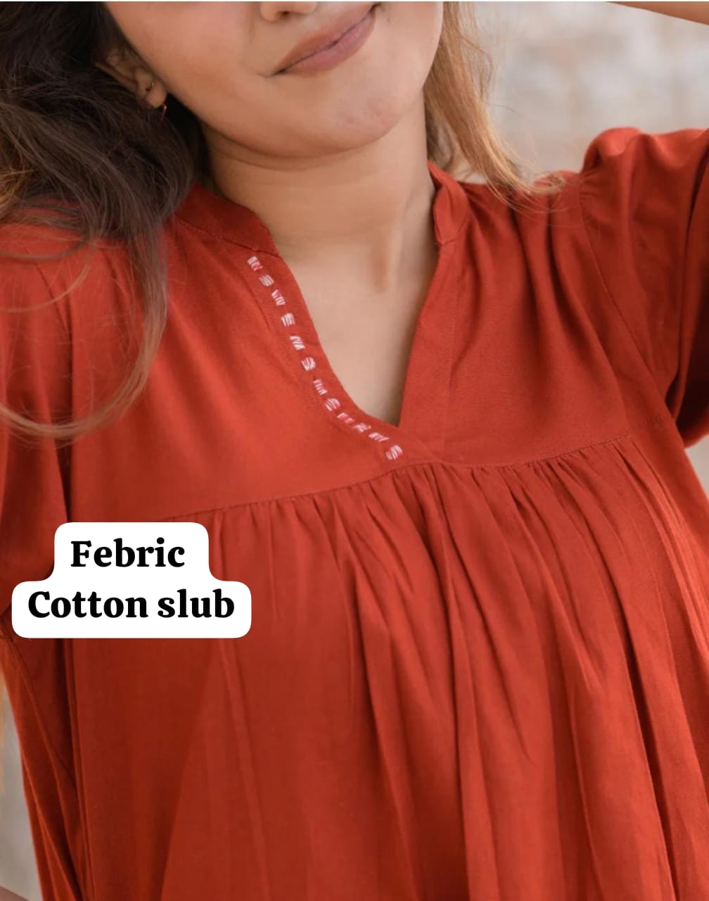 Women’s Rust Red Cotton Slub Co-ord Set