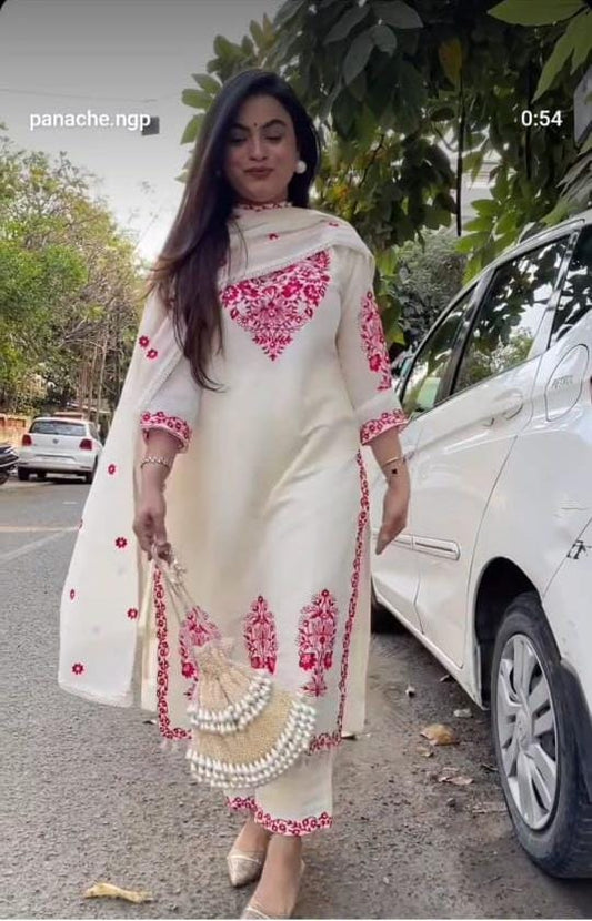 Ethereal Organza Designer Suit, With Delicate Pink Thread Work